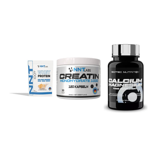 Einsteiger-Set: NNT Whey + NNT Creatin 1000 + Scitec Calcium – alle enthaltenen Artikel