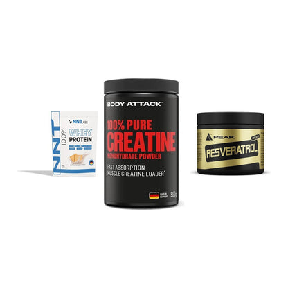 Einsteiger-Set: NNT Whey + Body Attack 100% + Peak Resveratrol – alle enthaltenen Artikel