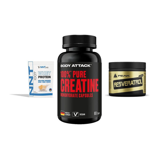 Einsteiger-Set: NNT Whey + Body Attack 100% + Peak Resveratrol – alle enthaltenen Artikel
