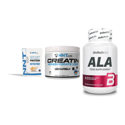 Einsteiger-Set: NNT Whey + NNT Creatin 1000 + BioTech ALA – alle enthaltenen Artikel