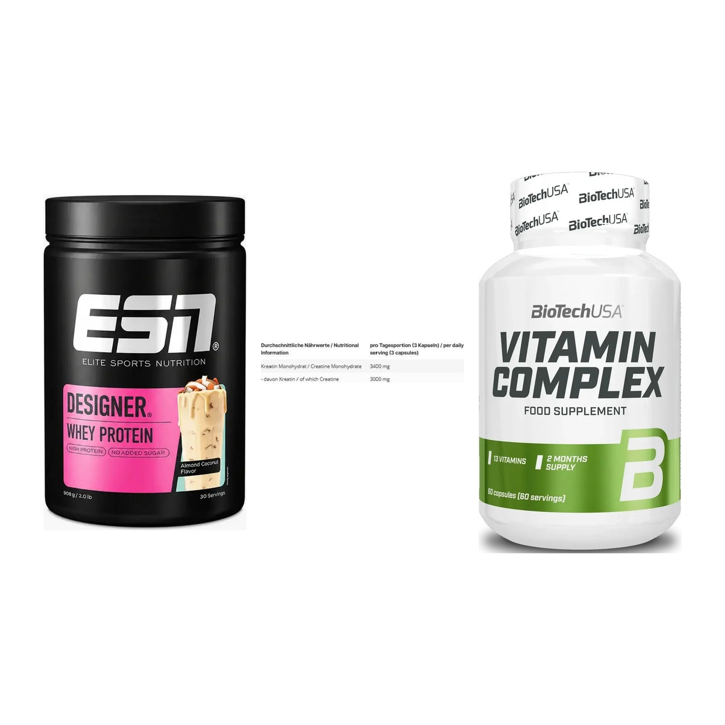 Einsteiger-Set: ESN Designer + INLEAD Creatine + BioTech Vitamin – alle enthaltenen Artikel