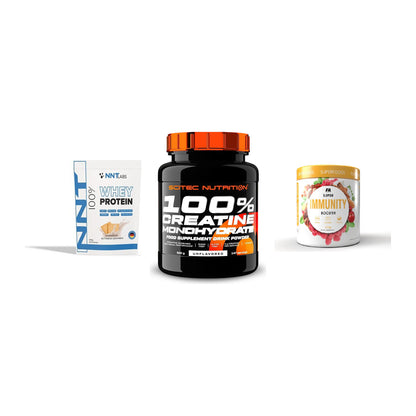 Einsteiger-Set: NNT Whey + Scitec Creatine + FA Nutrition – alle enthaltenen Artikel