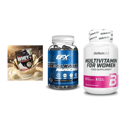 Einsteiger-Set: Sinob Honest + EFX Kre-Alkalyn + BioTech Multivit – alle enthaltenen Artikel