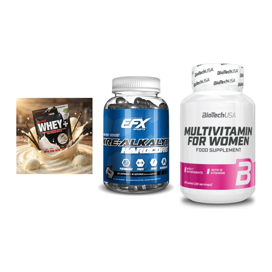 Einsteiger-Set: Sinob Honest + EFX Kre-Alkalyn + BioTech Multivit – alle enthaltenen Artikel