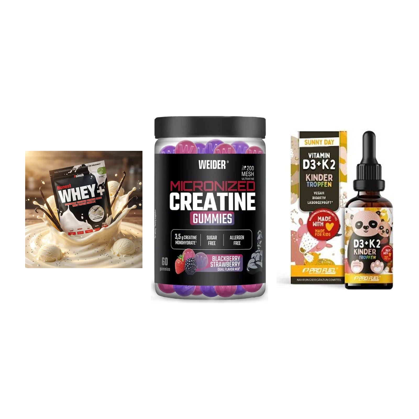 Einsteiger-Set: Sinob Honest + Weider Micronize + ProFuel VITAMIN – alle enthaltenen Artikel