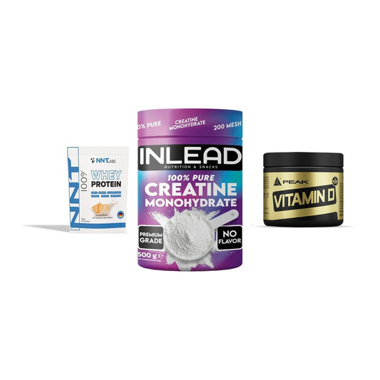Einsteiger-Set: NNT Whey + INLEAD Creatine + Peak Vitamin D – alle enthaltenen Artikel