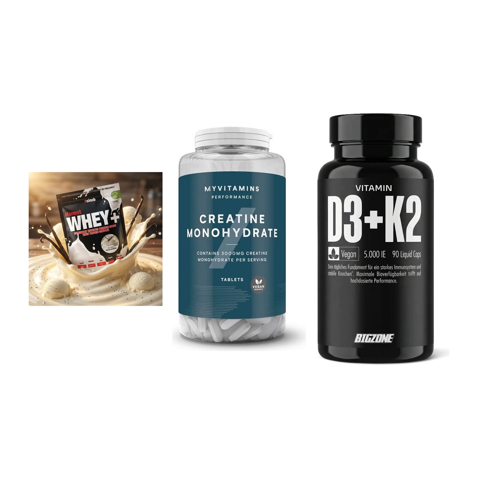 Einsteiger-Set: Sinob Honest + MyProtein + Big Zone Vitamin – alle enthaltenen Artikel