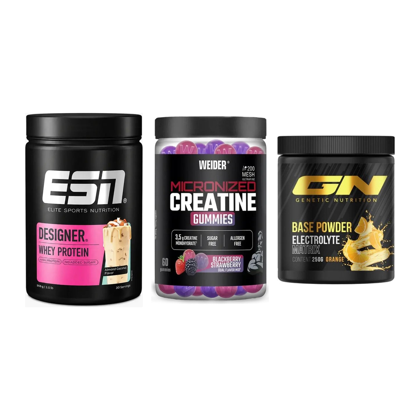 Einsteiger-Set: ESN Designer + Weider Micronize + GN Base Powder – alle enthaltenen Artikel