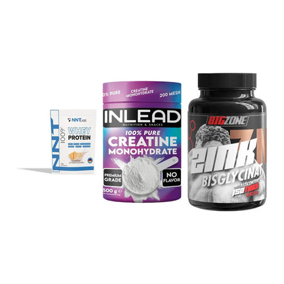 Einsteiger-Set: NNT Whey + INLEAD Creatine + Big Zone Zink – alle enthaltenen Artikel
