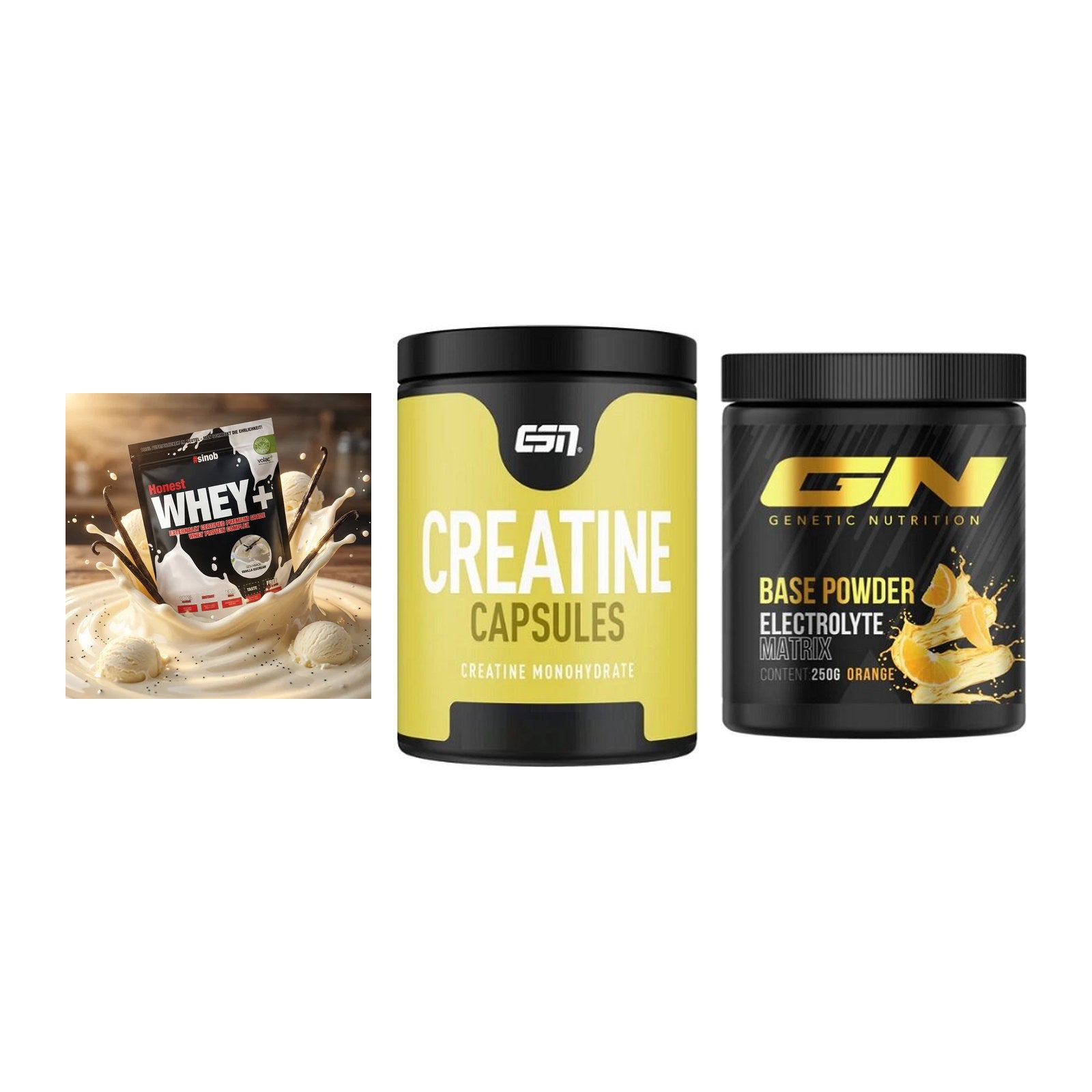 Einsteiger-Set: Sinob Honest + ESN Ultrapure + GN Base Powder – alle enthaltenen Artikel