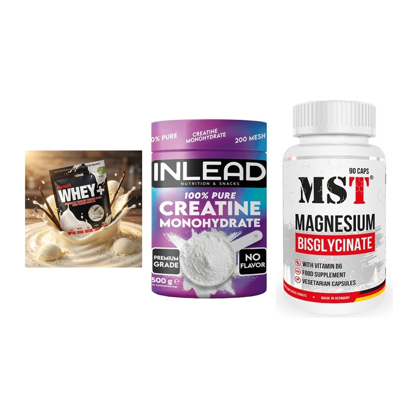 Einsteiger-Set: Sinob Honest + INLEAD Creatine + MST Magnesium – alle enthaltenen Artikel