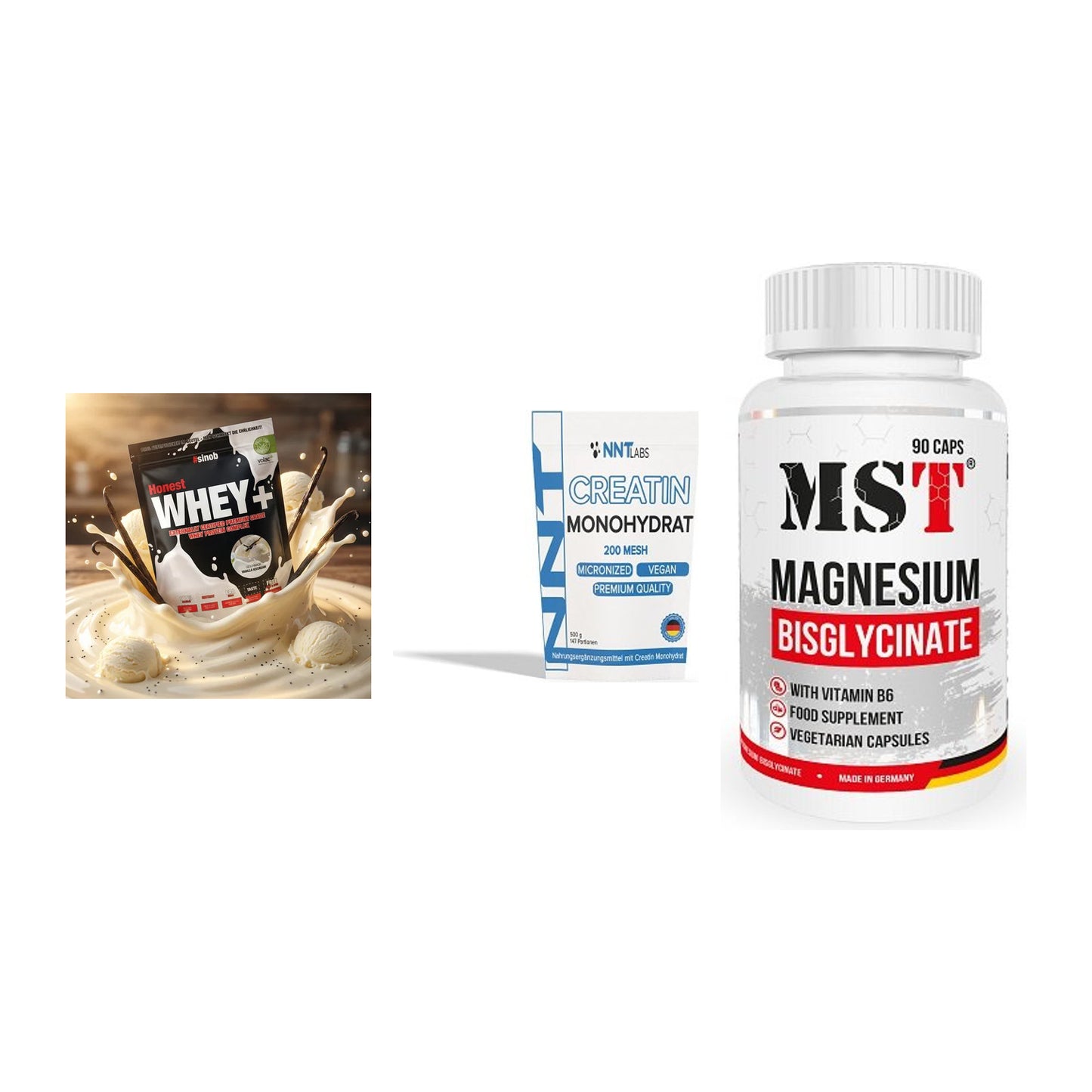 Einsteiger-Set: Sinob Honest + NNT Creatin + MST Magnesium – alle enthaltenen Artikel