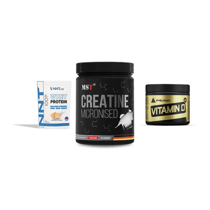 Einsteiger-Set: NNT Whey + MST Creatin + Peak Vitamin D – alle enthaltenen Artikel