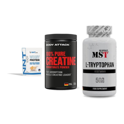 Einsteiger-Set: NNT Whey + Body Attack 100% + MST Tryptophan – alle enthaltenen Artikel