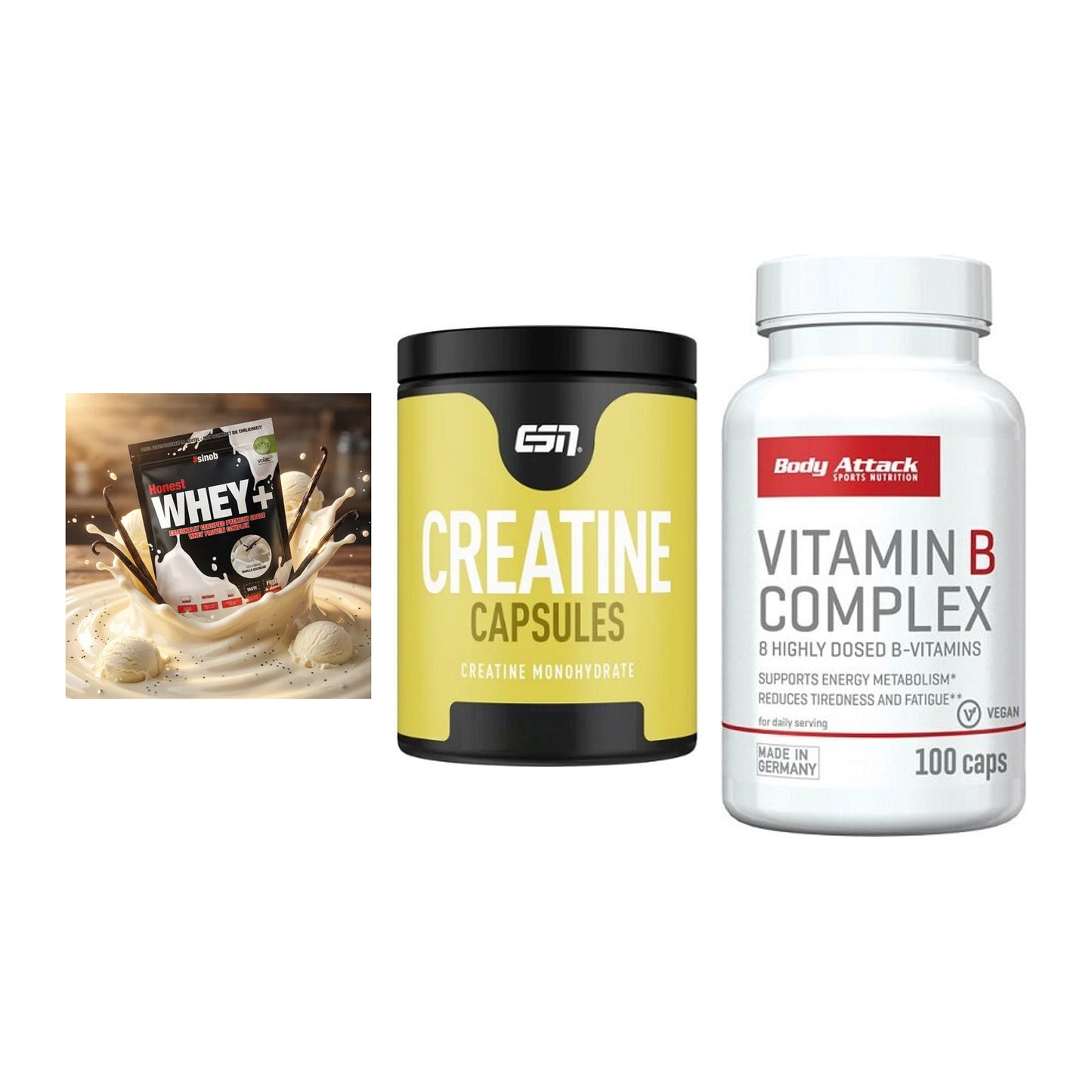 Einsteiger-Set: Sinob Honest + ESN Ultrapure + Body Attack – alle enthaltenen Artikel