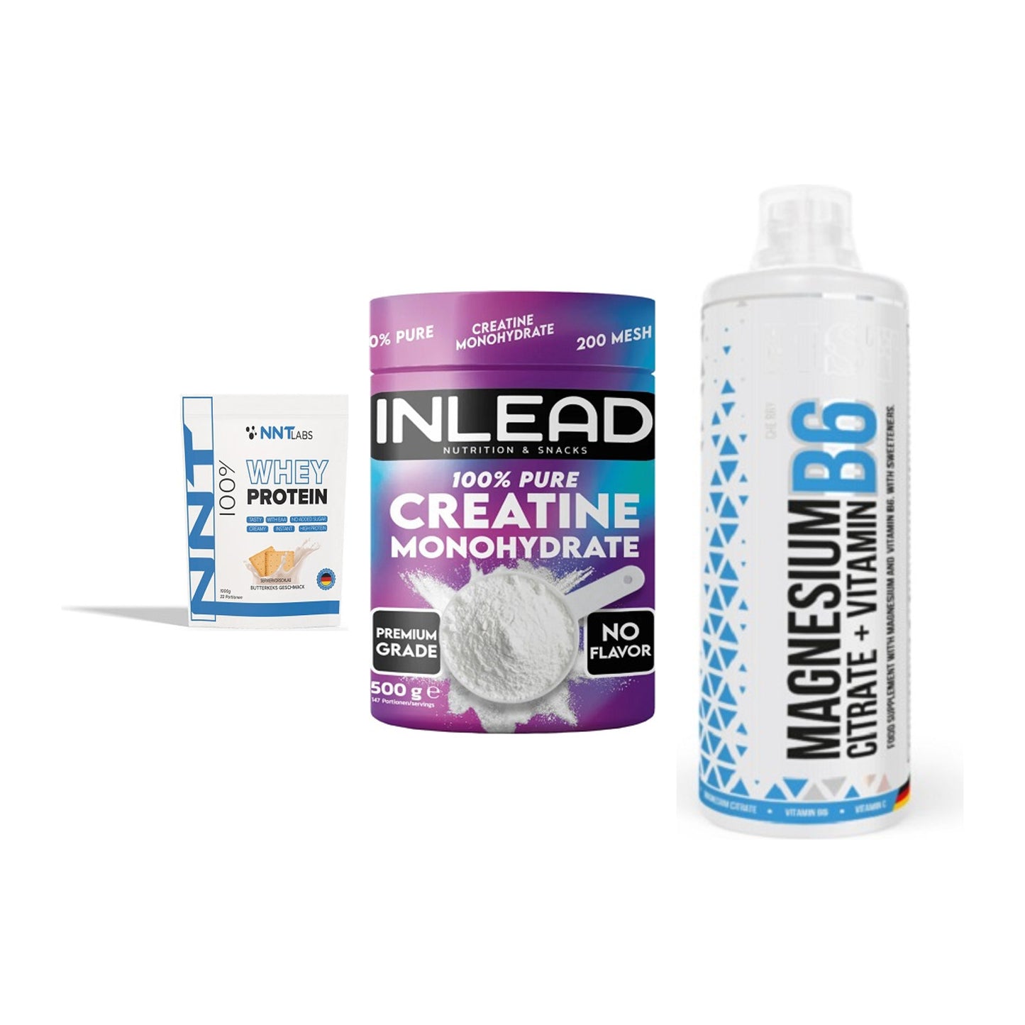 Einsteiger-Set: NNT Whey + INLEAD Creatine + MST Magnesium B6 – alle enthaltenen Artikel