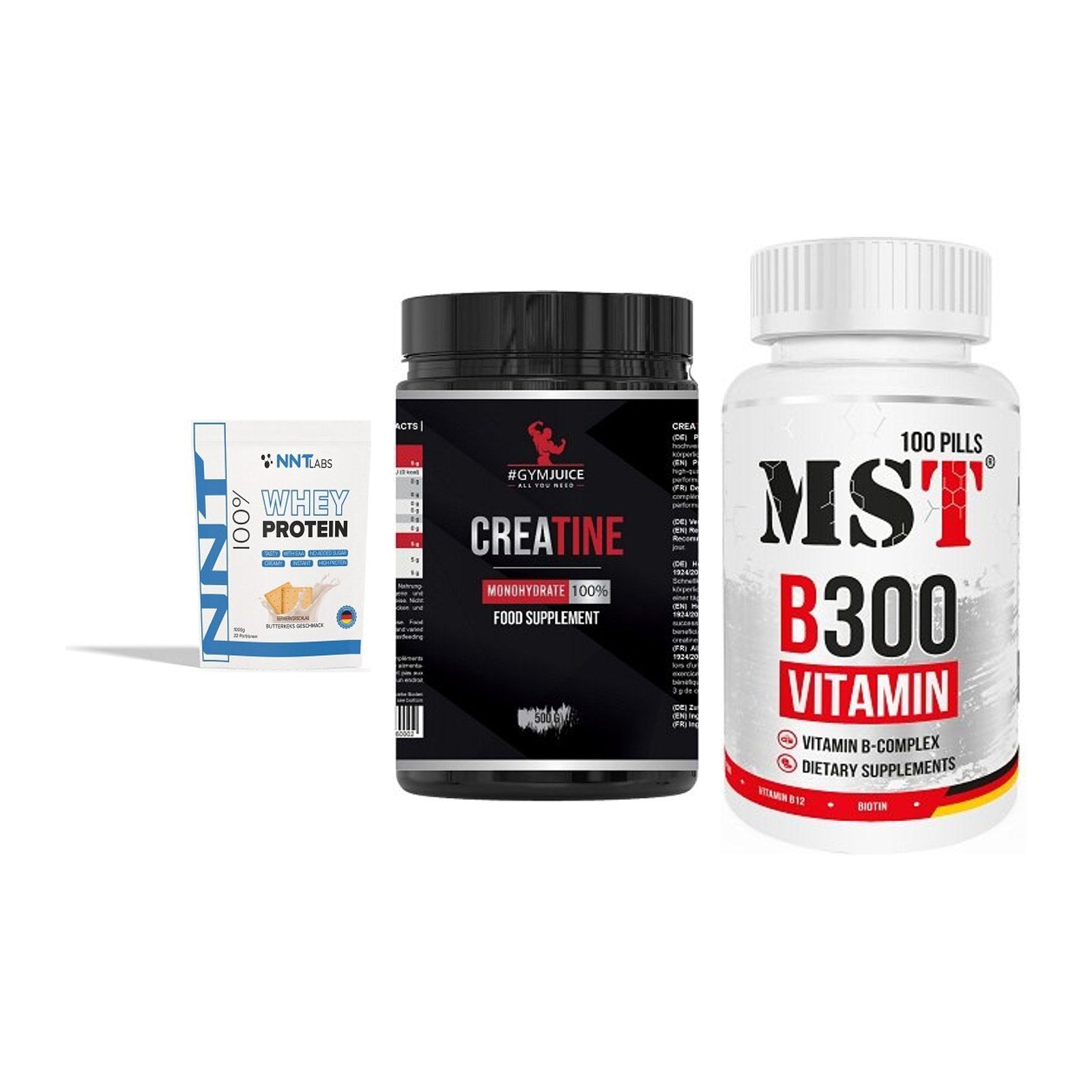 Einsteiger-Set: NNT Whey + #GYMJUICE + MST B300 B-Compl – alle enthaltenen Artikel