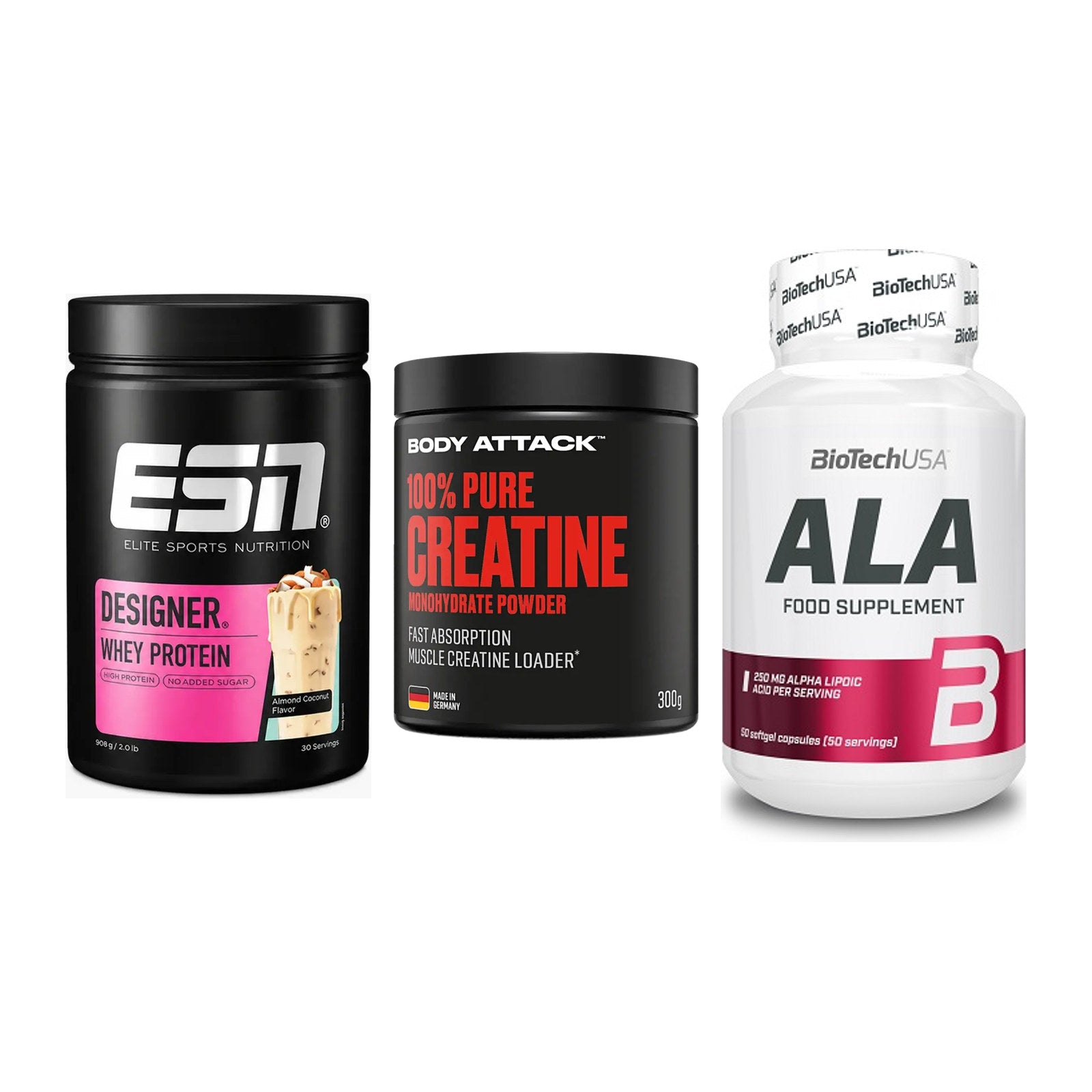 Einsteiger-Set: ESN Designer + Body Attack 100% + BioTech ALA – alle enthaltenen Artikel