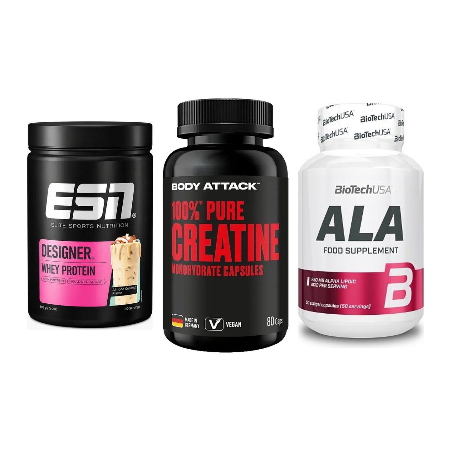Einsteiger-Set: ESN Designer + Body Attack 100% + BioTech ALA – alle enthaltenen Artikel