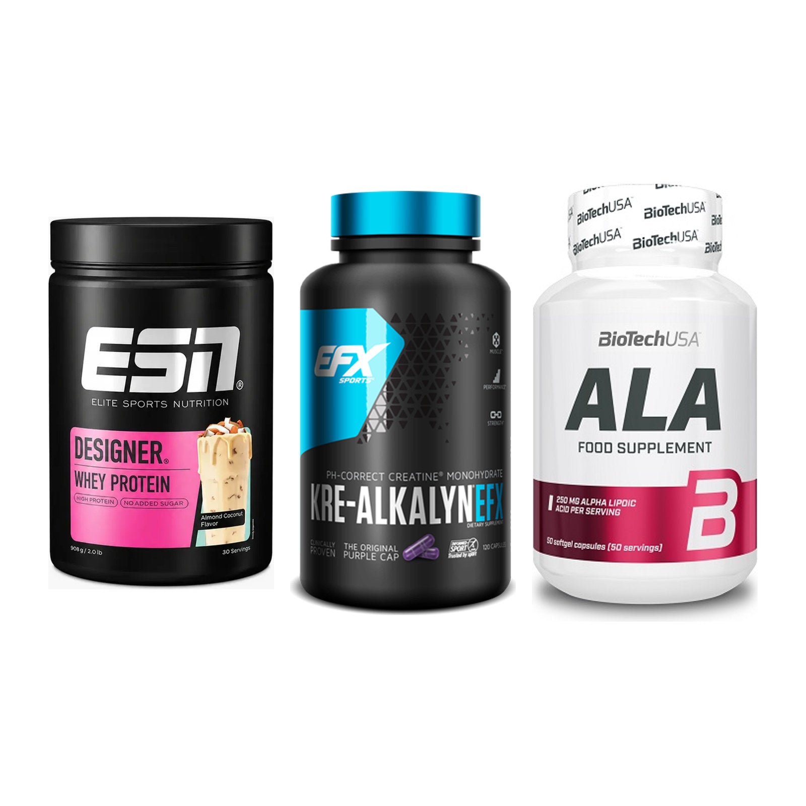 Einsteiger-Set: ESN Designer + EFX Kre-Alkalyn + BioTech ALA – alle enthaltenen Artikel