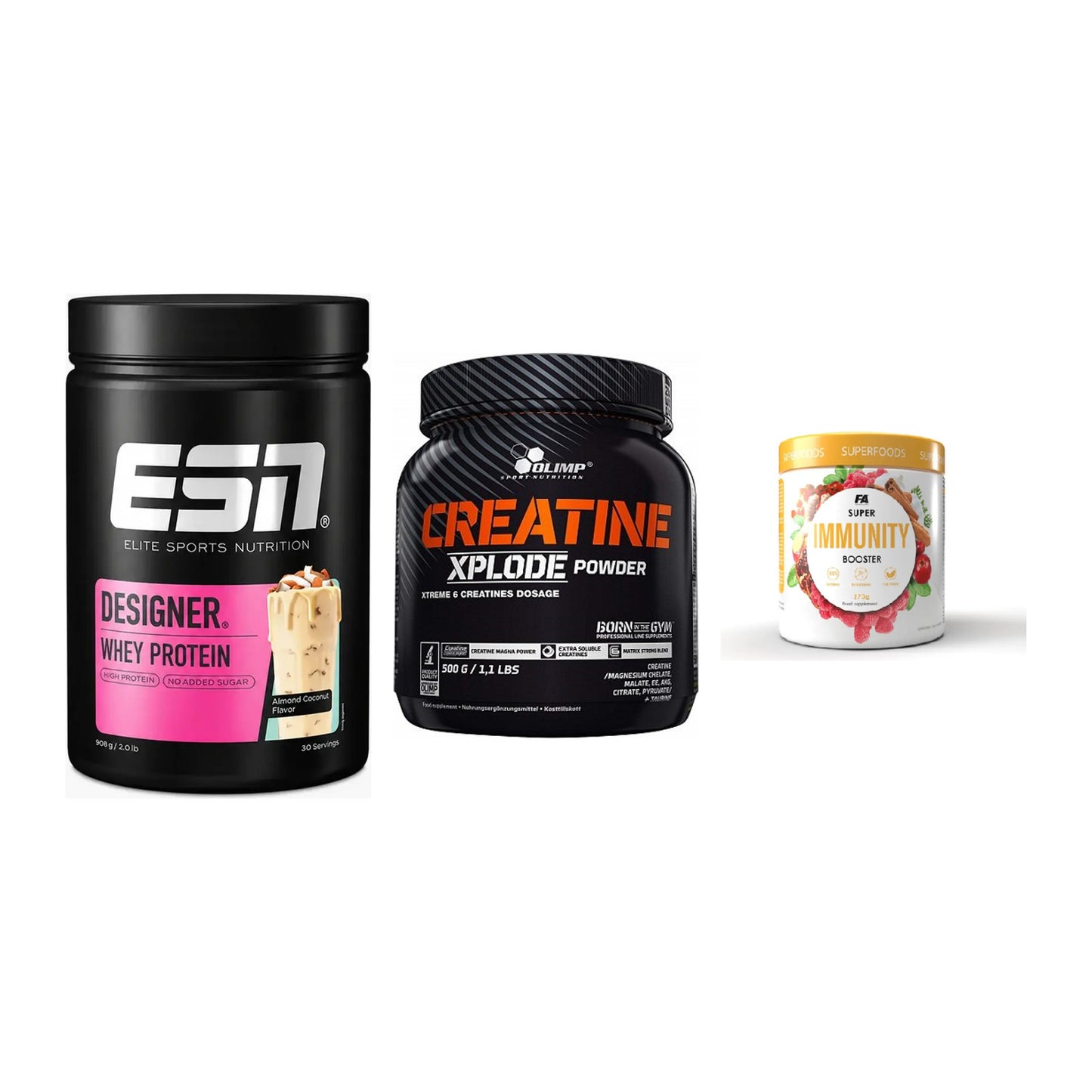 Einsteiger-Set: ESN Designer + Olimp Creatine + FA Nutrition – alle enthaltenen Artikel