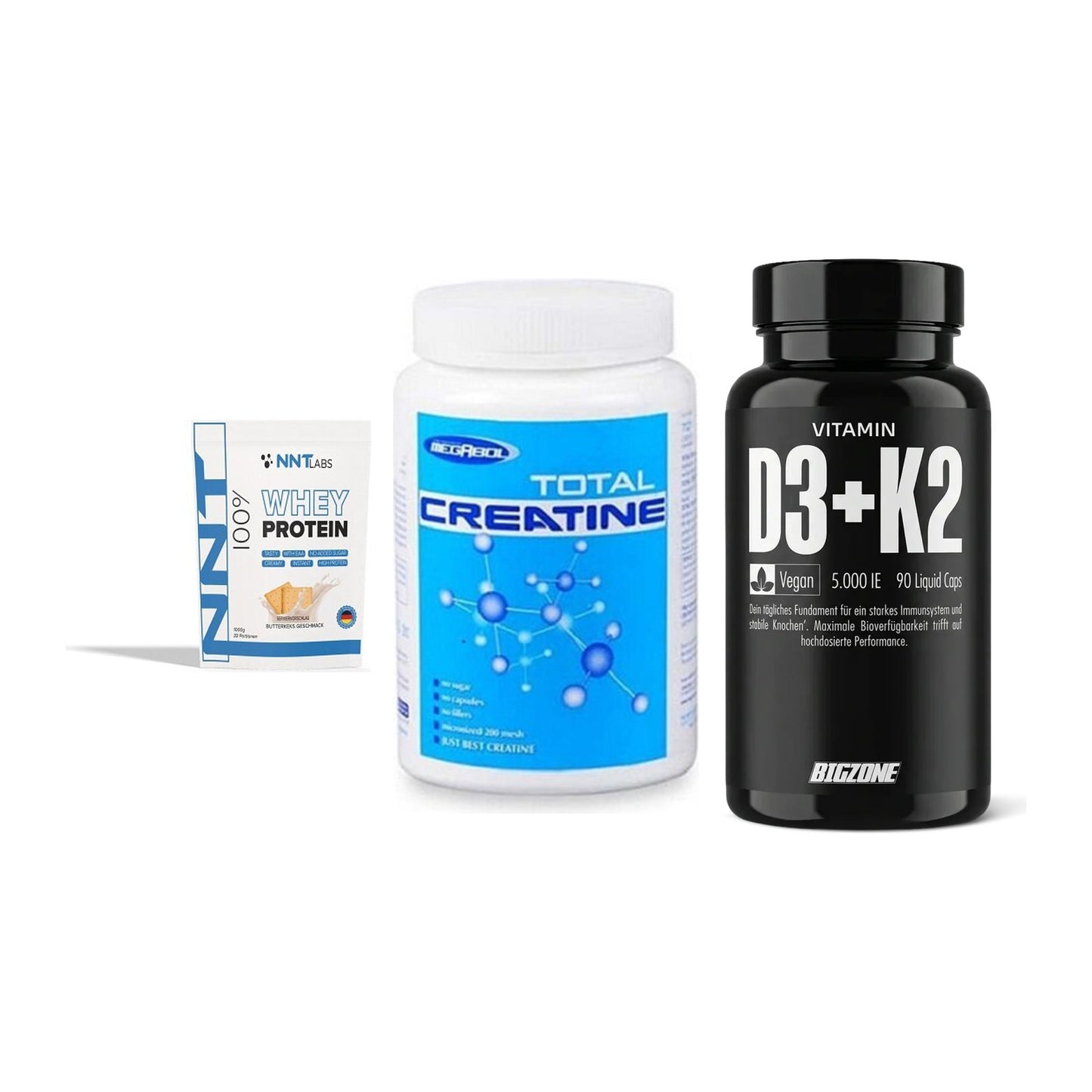 Einsteiger-Set: NNT Whey + Megabol Total + Big Zone Vitamin – alle enthaltenen Artikel
