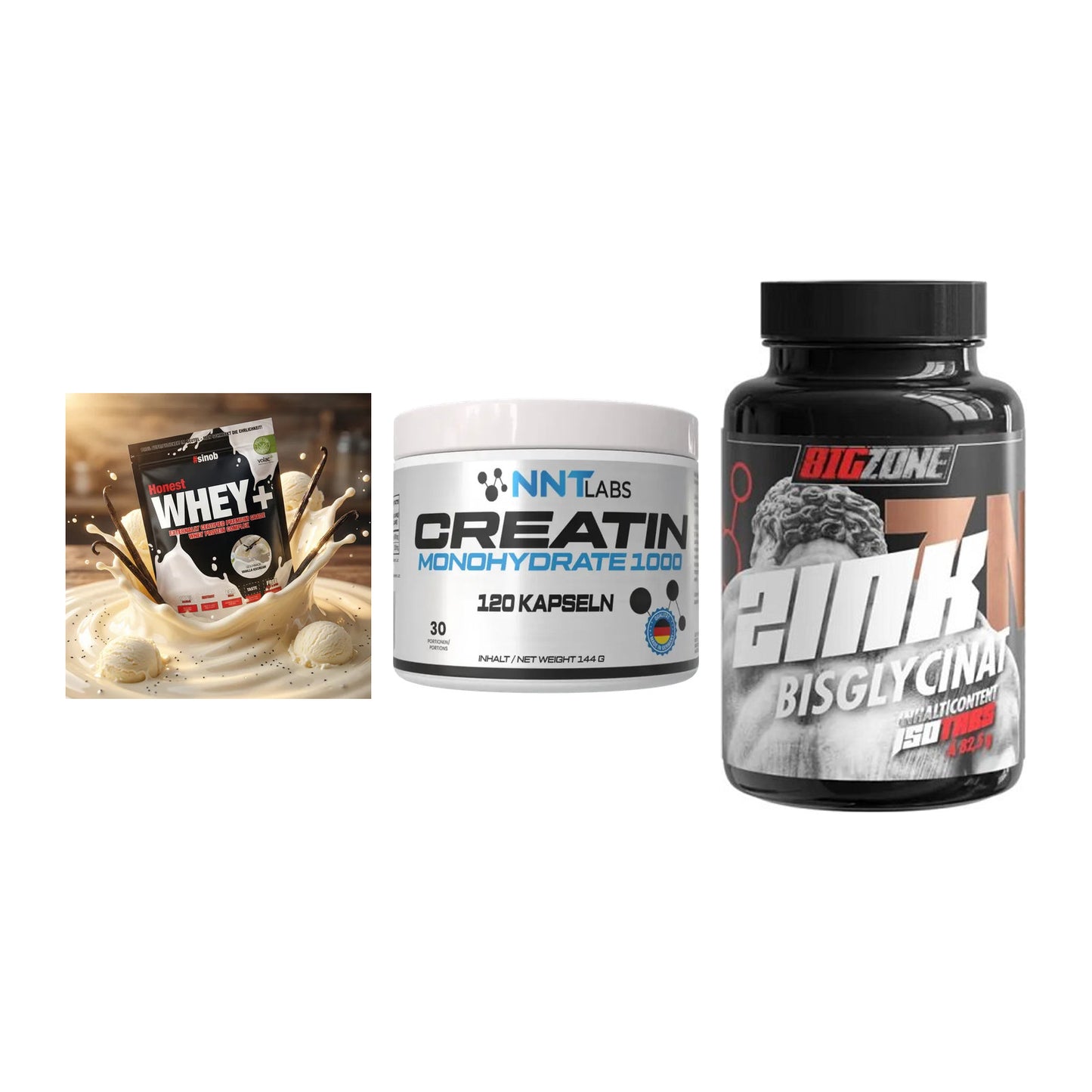 Einsteiger-Set: Sinob Honest + NNT Creatin 1000 + Big Zone Zink – alle enthaltenen Artikel