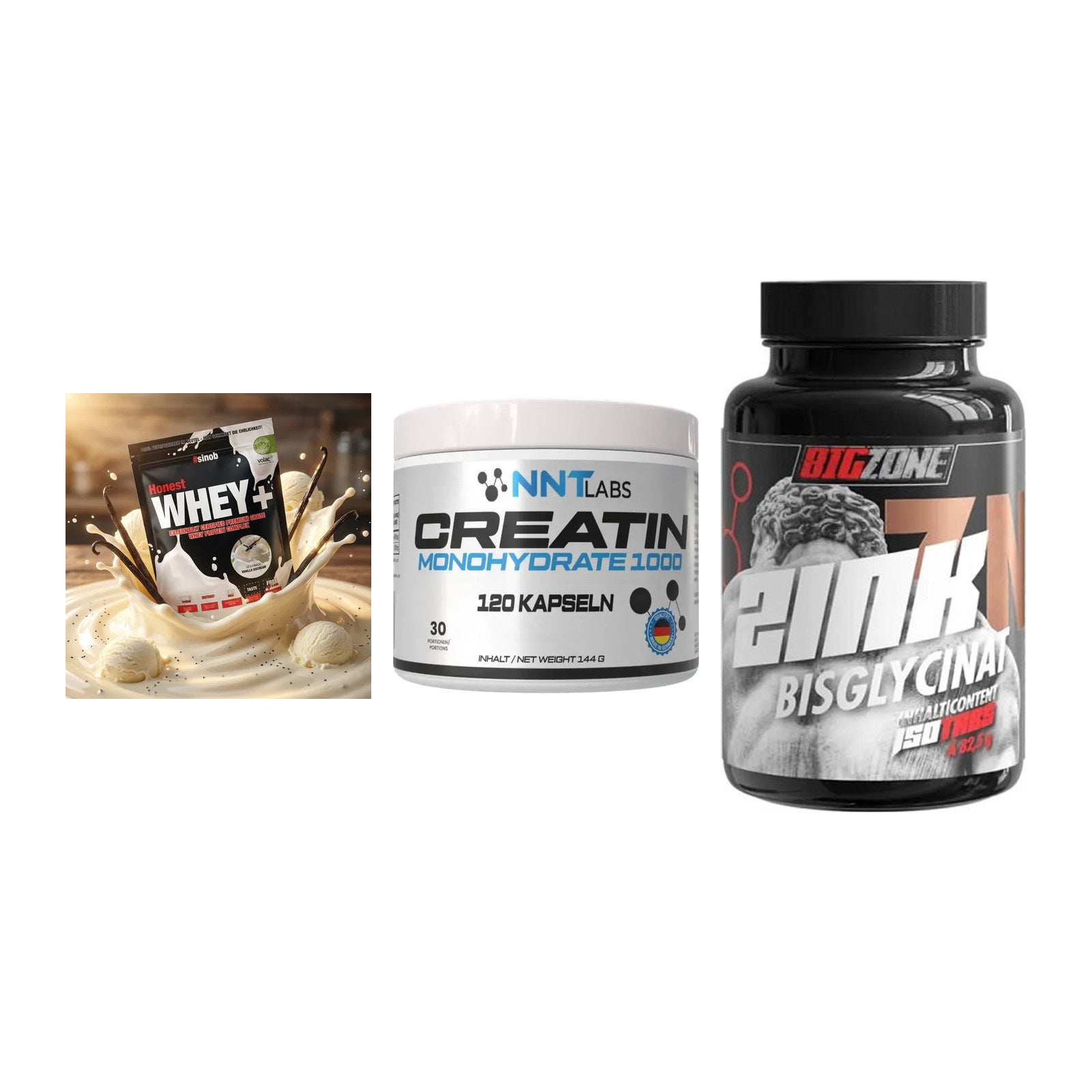 Einsteiger-Set: Sinob Honest + NNT Creatin 1000 + Big Zone Zink – alle enthaltenen Artikel