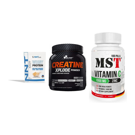 Einsteiger-Set: NNT Whey + Olimp Creatine + MST Vitamin C – alle enthaltenen Artikel
