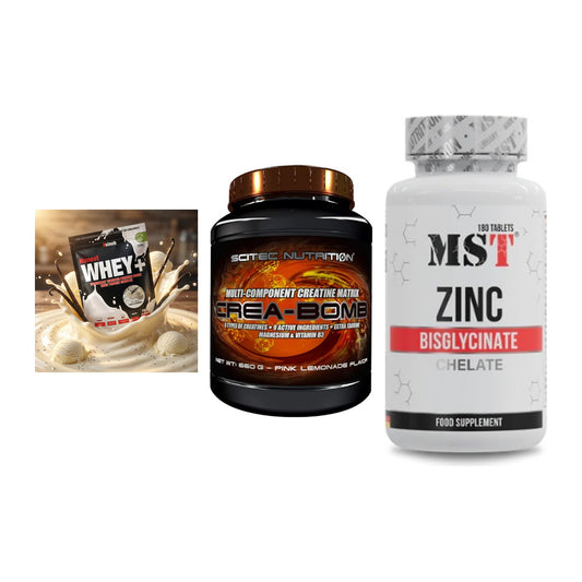 Einsteiger-Set: Sinob Honest + Scitec Crea-Bomb + MST Zinc Chelate – alle enthaltenen Artikel