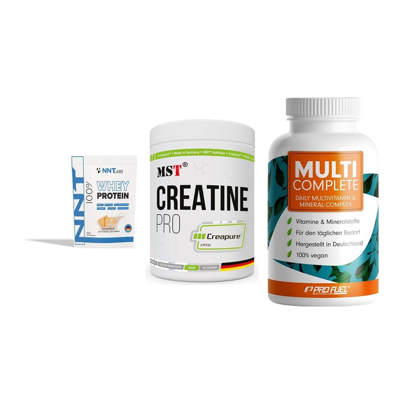 Einsteiger-Set: NNT Whey + MST Creatin Pro + ProFuel MULTI – alle enthaltenen Artikel