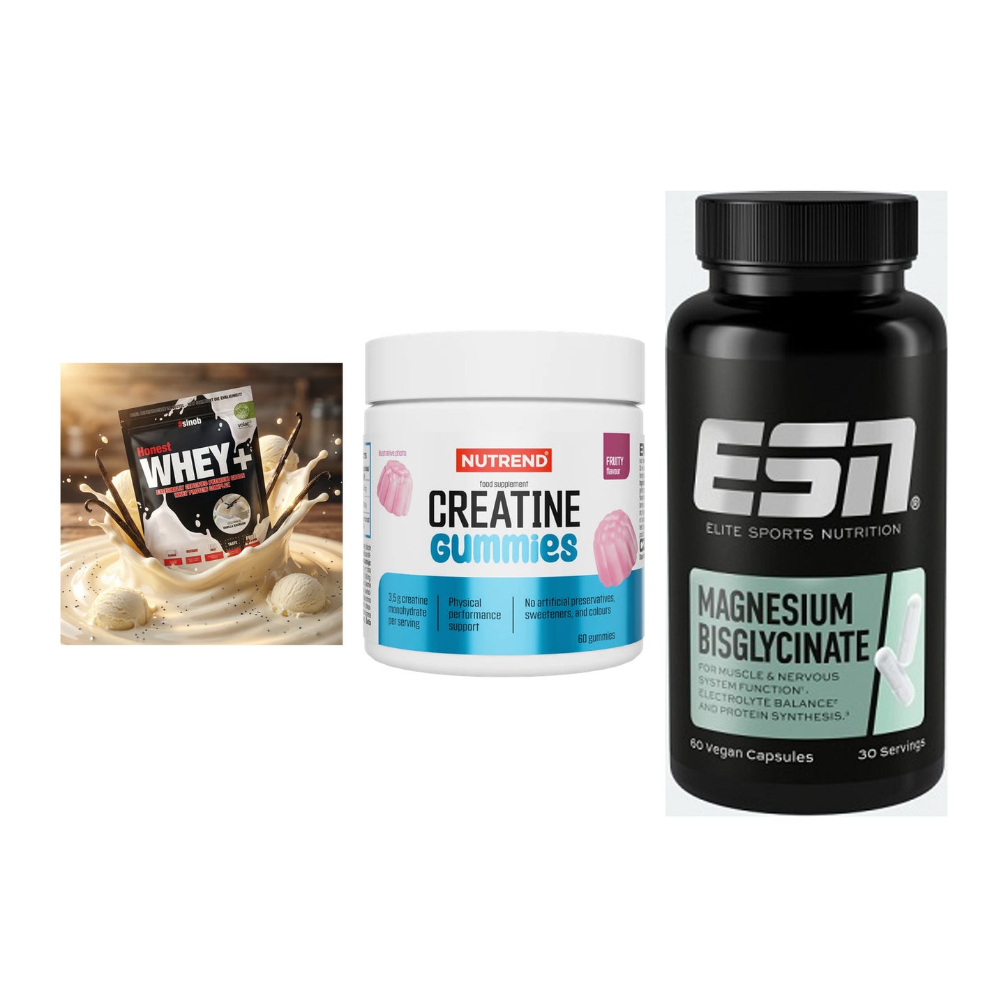 Einsteiger-Set: Sinob Honest + Nutrend Creatine + ESN Magnesium – alle enthaltenen Artikel
