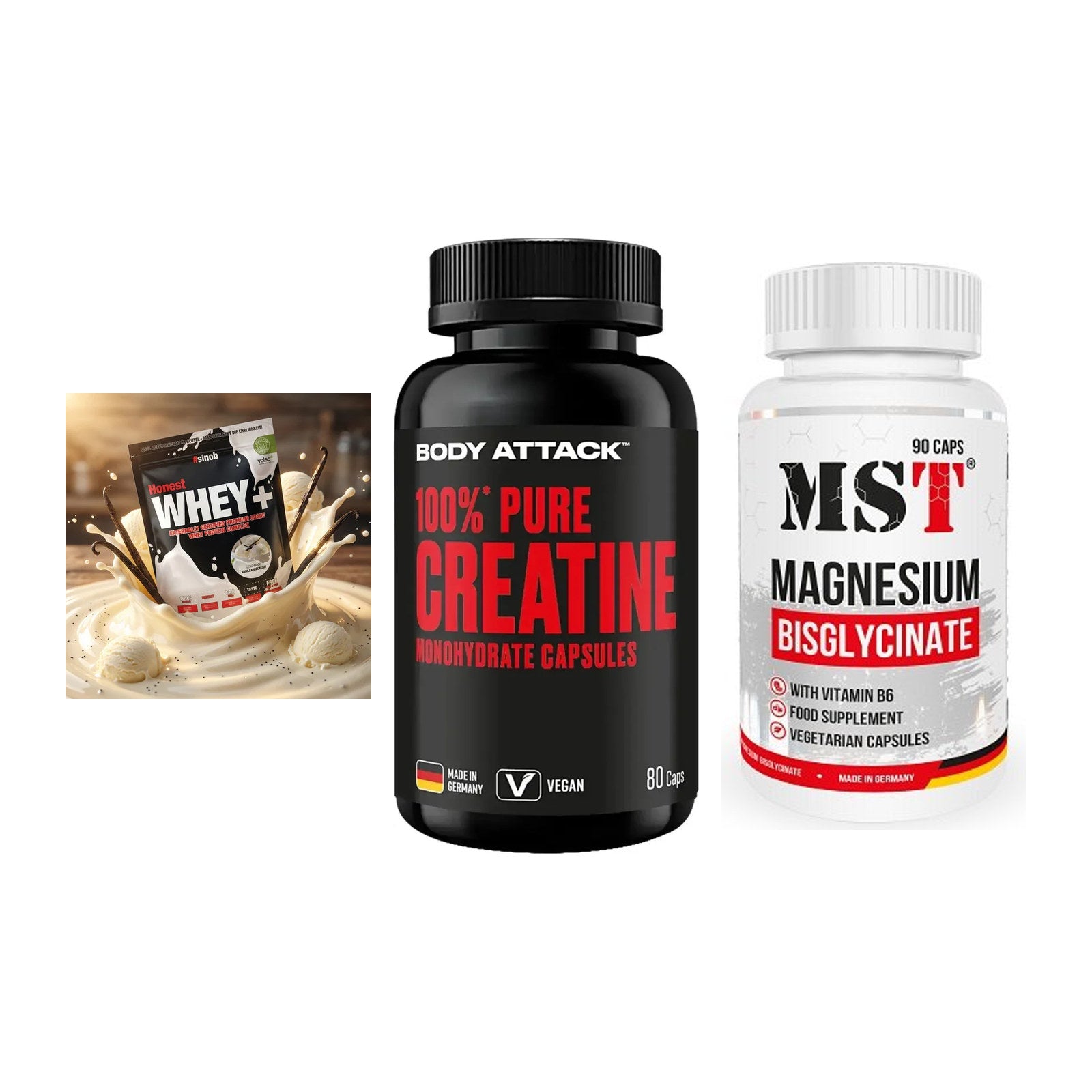 Einsteiger-Set: Sinob Honest + Body Attack 100% + MST Magnesium – alle enthaltenen Artikel