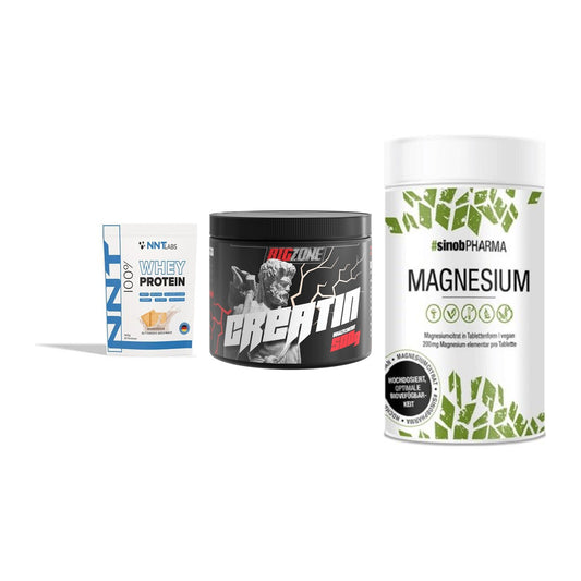 Einsteiger-Set: NNT Whey + Big Zone Creatin + Sinob Magnesium Citrat – alle enthaltenen Artikel