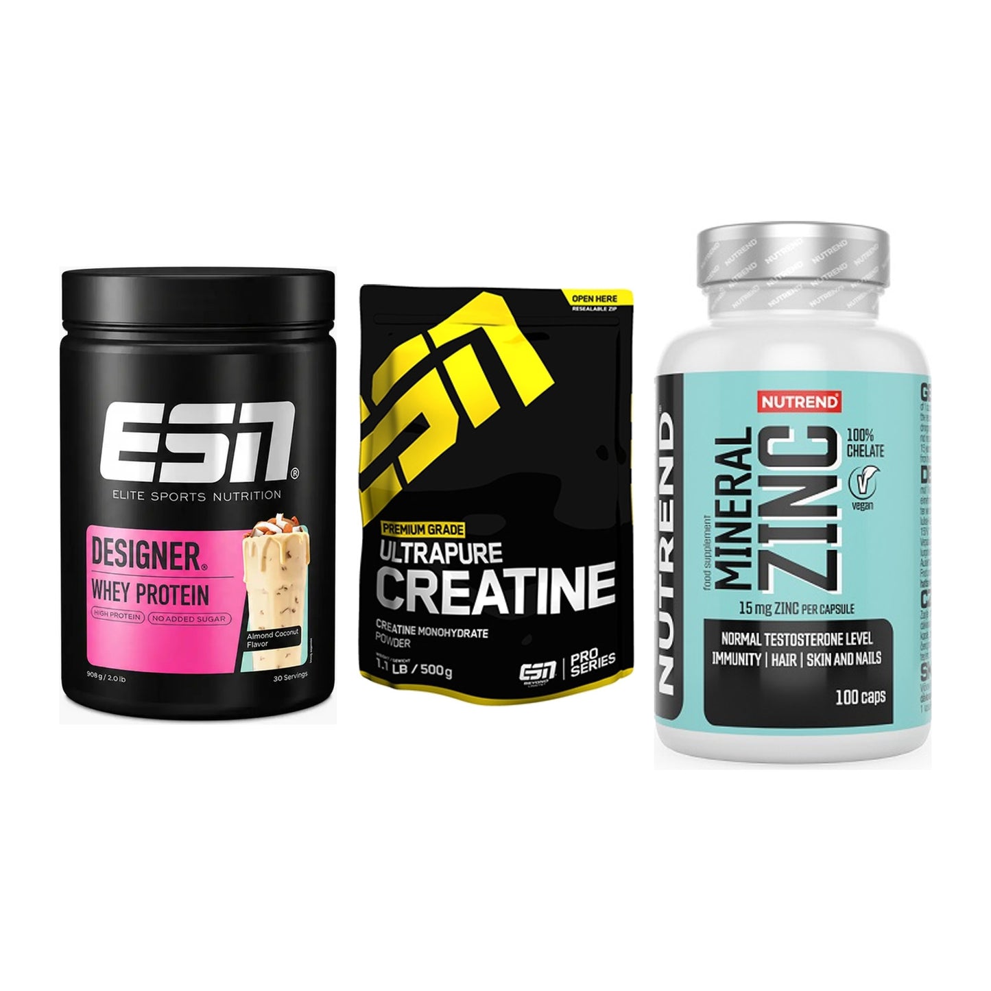 Einsteiger-Set: ESN Designer + ESN Ultrapure + Nutrend Zinc – alle enthaltenen Artikel