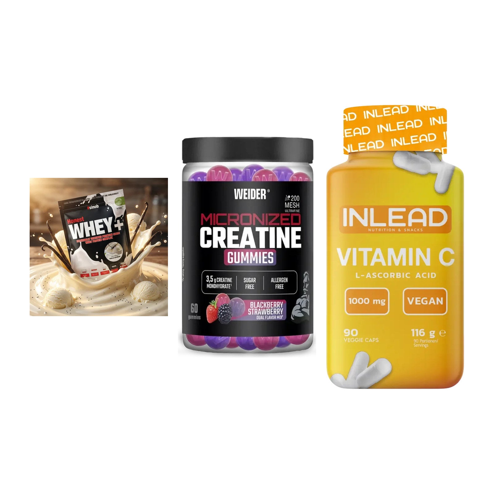 Einsteiger-Set: Sinob Honest + Weider Micronize + INLEAD Vitamin C – alle enthaltenen Artikel