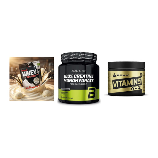 Einsteiger-Set: Sinob Honest + BioTech Creatine + Peak Vitamin A-Z – alle enthaltenen Artikel