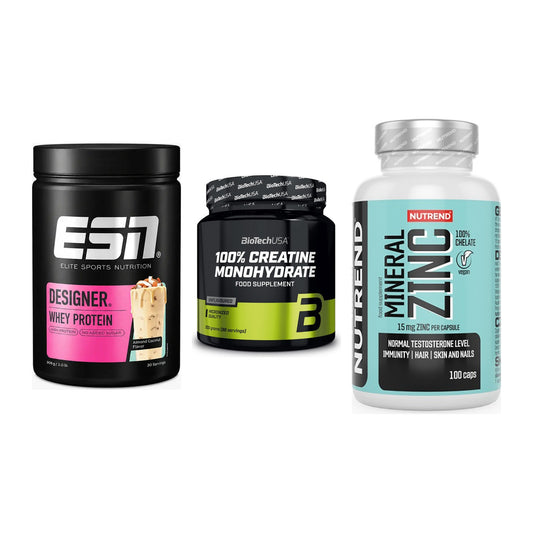 Einsteiger-Set: ESN Designer + BioTech Creatine + Nutrend Zinc – alle enthaltenen Artikel