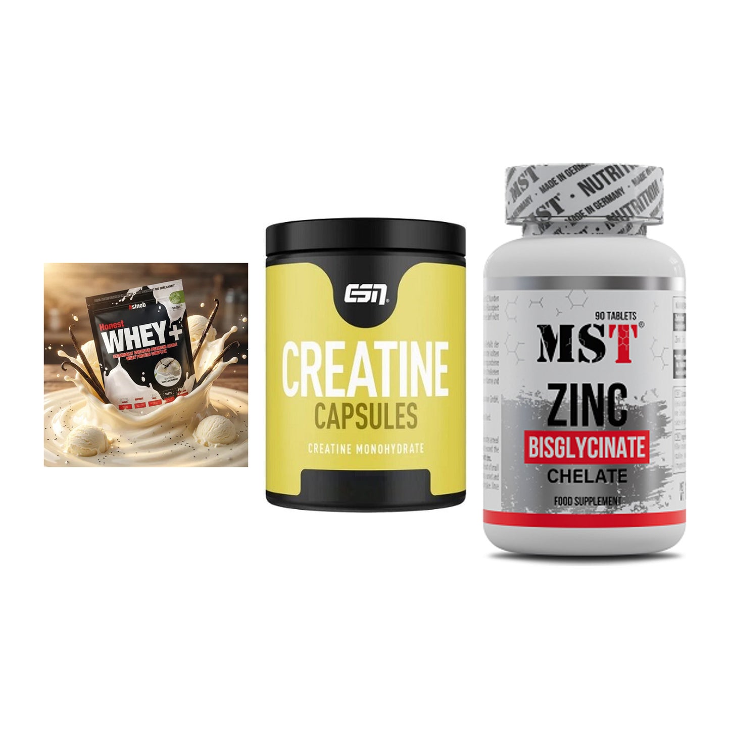 Einsteiger-Set: Sinob Honest + ESN Ultrapure + MST Zinc Chelate – alle enthaltenen Artikel