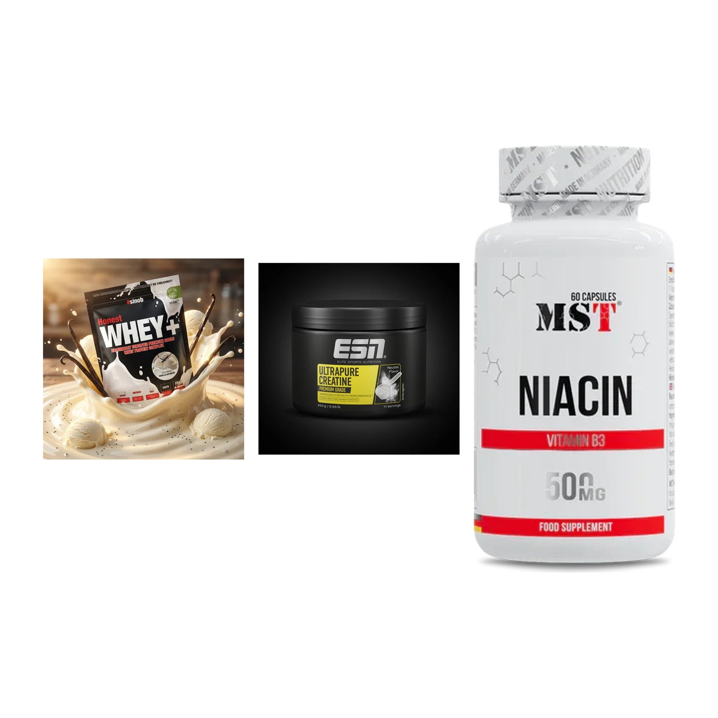 Einsteiger-Set: Sinob Honest + ESN Ultrapure + MST Niacin – alle enthaltenen Artikel
