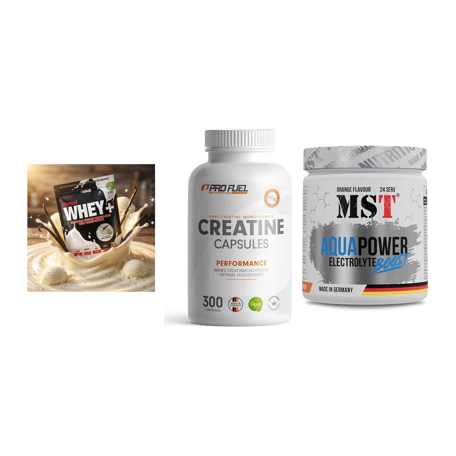 Einsteiger-Set: Sinob Honest + ProFuel Creatine + MST Aqua Power – alle enthaltenen Artikel