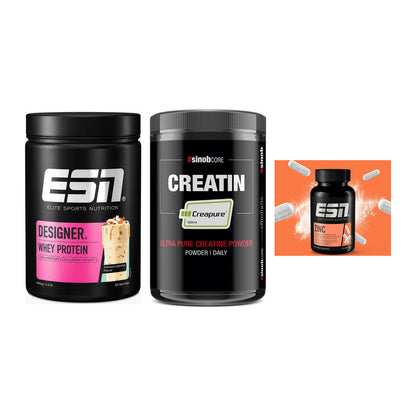 Einsteiger-Set: ESN Designer Whey + Sinob Creatin CREAPURE + ESN Zinc – alle enthaltenen Artikel