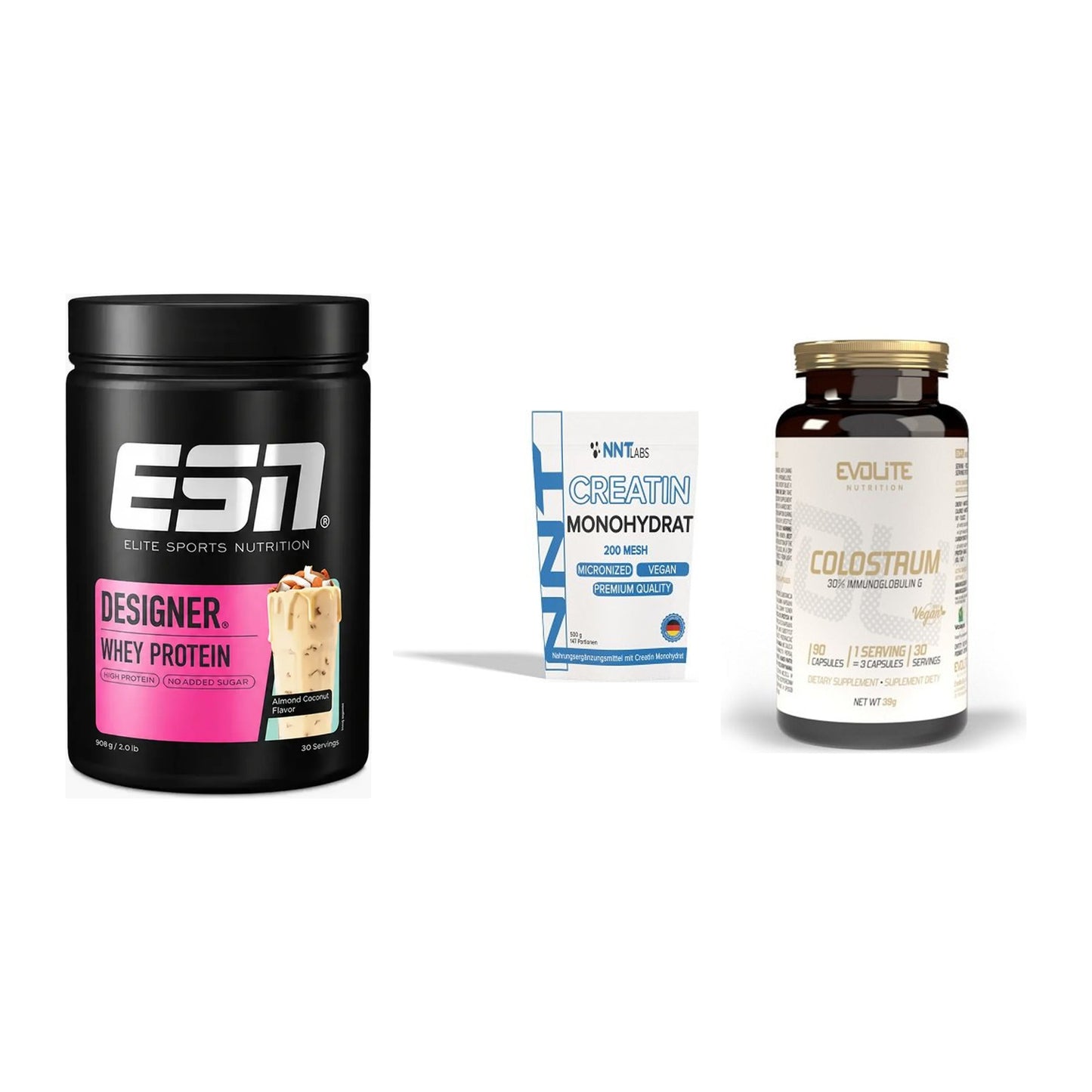 Einsteiger-Set: ESN Designer + NNT Creatin + Evolite Nutritio – alle enthaltenen Artikel