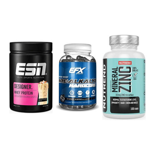 Einsteiger-Set: ESN Designer + EFX Kre-Alkalyn + Nutrend Zinc – alle enthaltenen Artikel