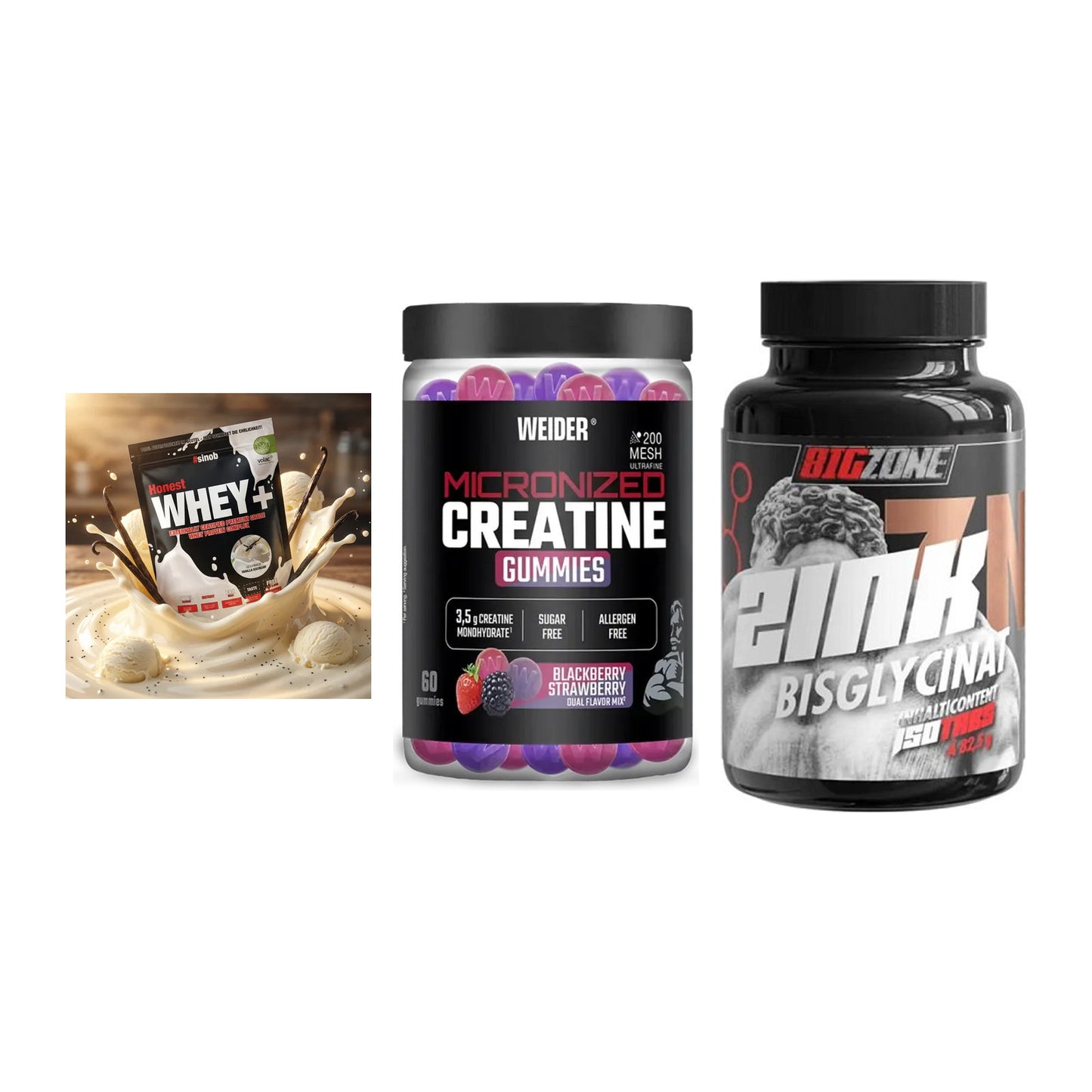 Einsteiger-Set: Sinob Honest + Weider Micronize + Big Zone Zink – alle enthaltenen Artikel