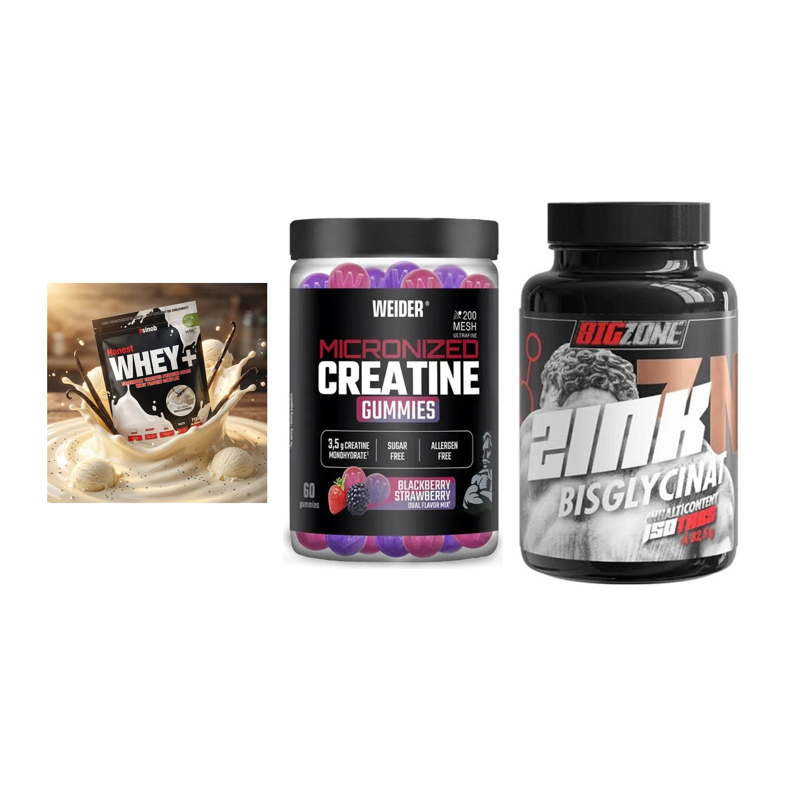 Einsteiger-Set: Sinob Honest + Weider Micronize + Big Zone Zink – alle enthaltenen Artikel
