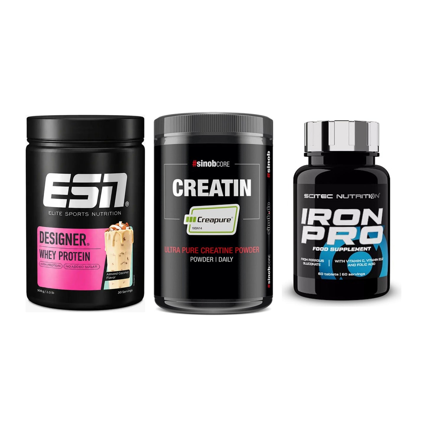 Einsteiger-Set: ESN Designer + Sinob Creatin + Scitec Iron Pro – alle enthaltenen Artikel
