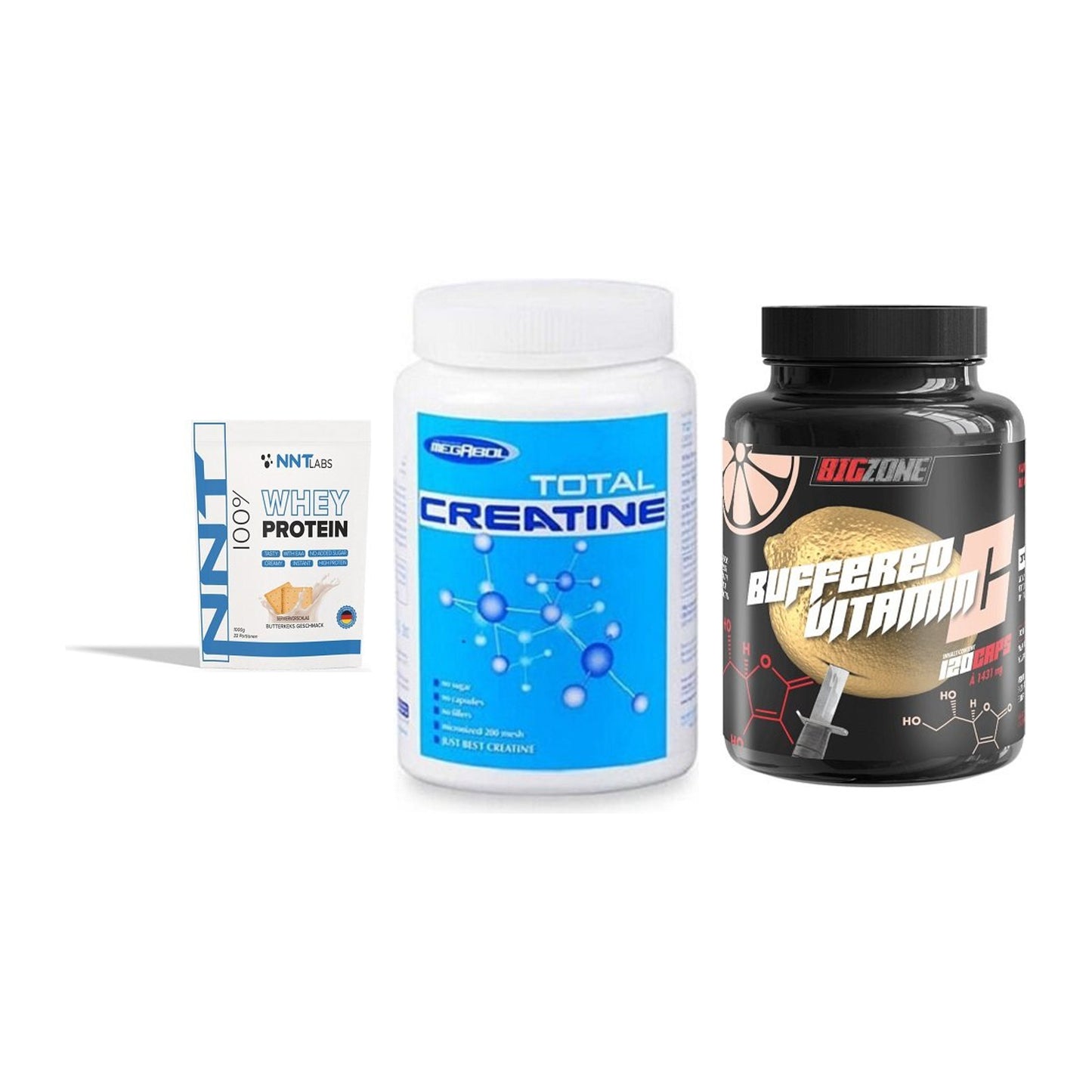 Einsteiger-Set: NNT Whey + Megabol Total + Big Zone Buffere – alle enthaltenen Artikel