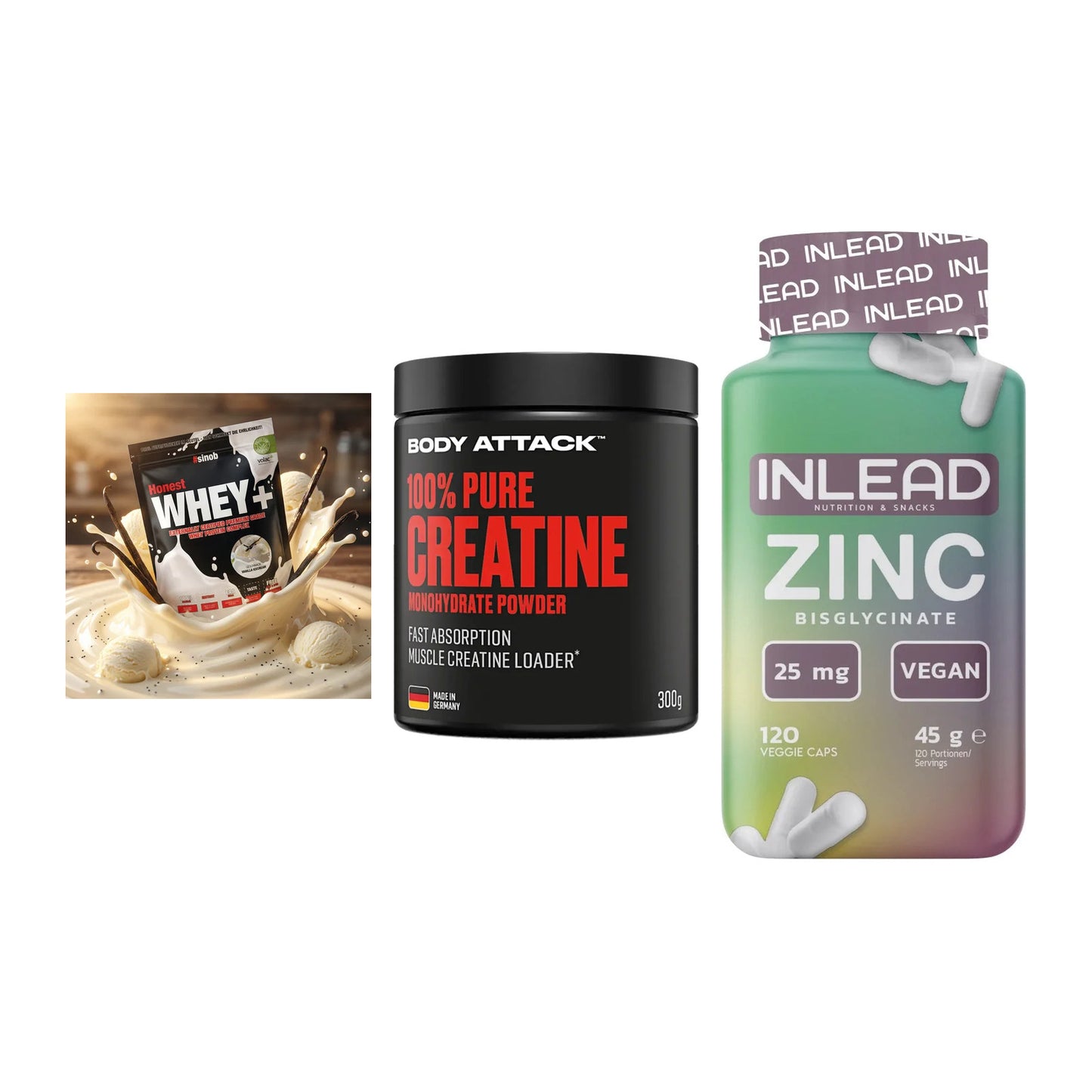 Einsteiger-Set: Sinob Honest + Body Attack 100% + INLEAD Zink – alle enthaltenen Artikel