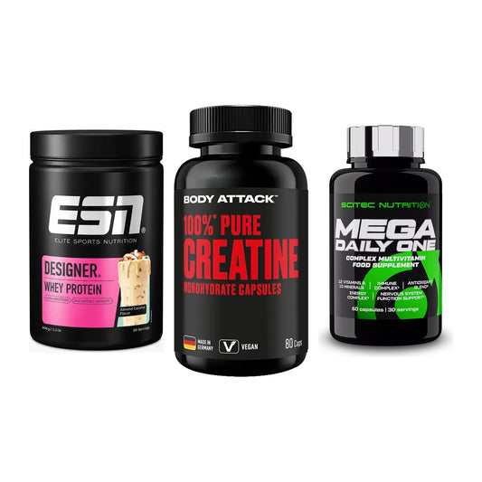 Einsteiger-Set: ESN Designer + Body Attack 100% + Scitec Mega – alle enthaltenen Artikel